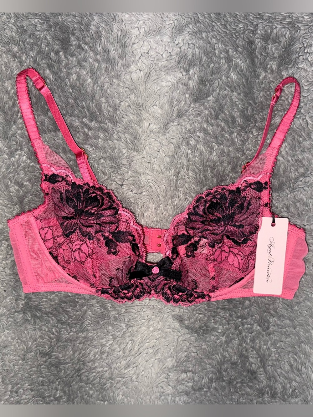 AGENT PROVOCATEUR YARA 1 PLUNGE UNDERWIRED BRA IN PINK/BLACK - Picture 2 of 7